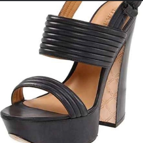 L.A.M.B. Shoes - L.A.M.B. Mabelle Black Leather Platforms